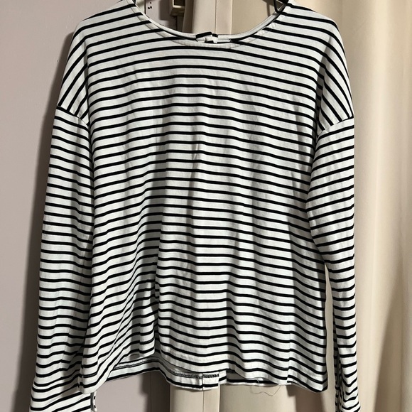 White/black striped shirt size L 100% Cotton - Picture 2 of 9